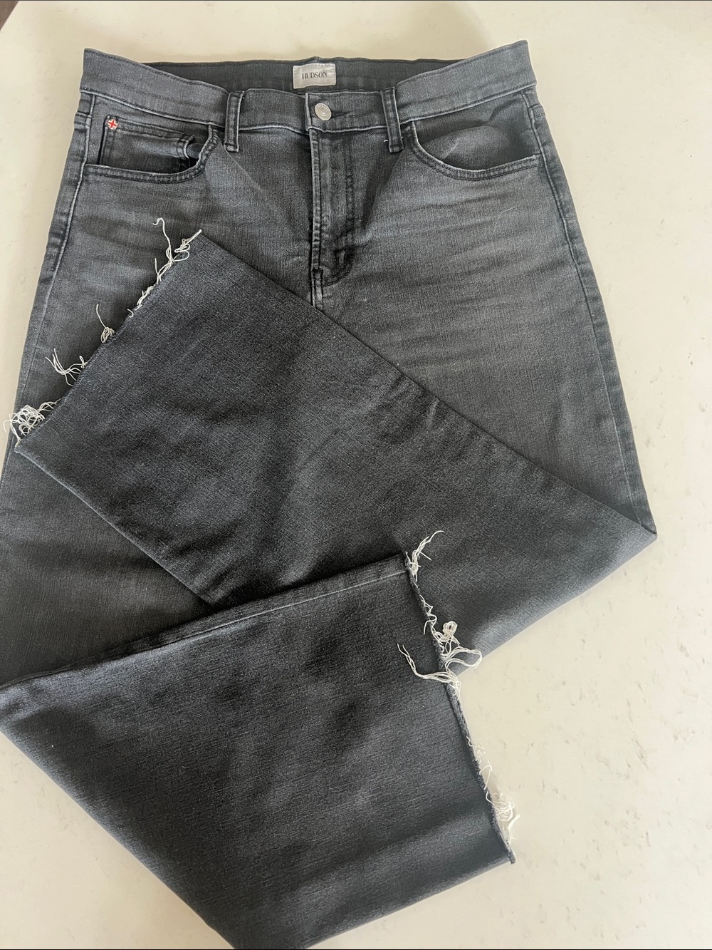Men's Black Frayed Hem Jeans